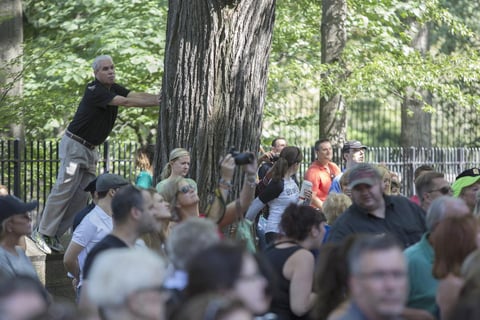 La gente se concentra a las afueras del recinto.