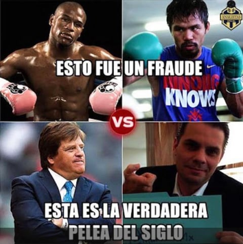 En redes sociales comparan la pelea de Floyd Mayweather vs Pacquiao y la de 'EL Piojo' con Martinolli.