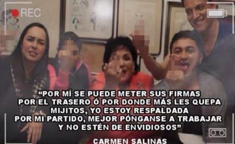 En una pol&eacute;mica foto donde la diputada plurinominal aparece supuestamente con un grupo de personas haciendo una se&ntilde;a obscena y responde a los ciudadanos que recaban firmas para destituirla como legisladora: &ldquo;Por m&iacute; se pueden meter sus firmas por el trasero&rdquo;.