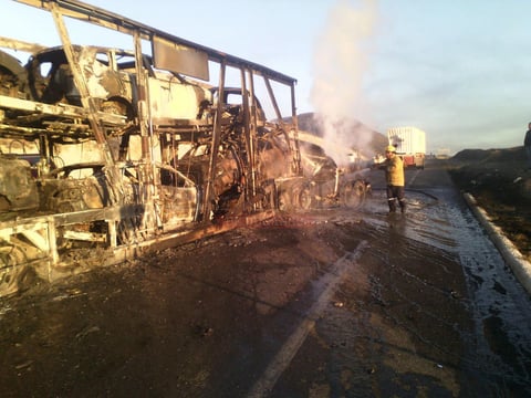 Un total de 12 veh&iacute;culos fueron consumidos por las llamas.