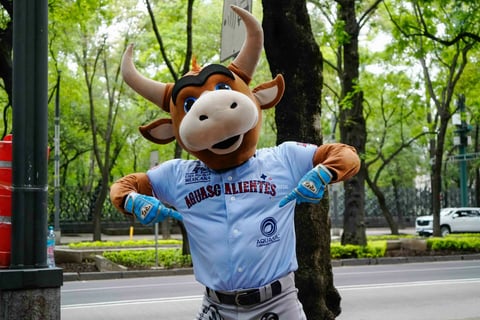 Mascotas de la LMB visitaron fotogalería con motivo del Centenario del circuito veraniego