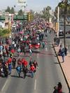 A las 9:00 horas se posicionaron en el crucero de los bulevares Domingo Arrieta y Dolores del Río, a la altura del barrio Cantarranas.