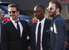 Robert Downey Jr. junto a sus compañeros de cinta Anthony Mackie y Chris Evans.