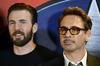 Los actores estadounidenses Chris Evans y Robert Downey Jr. comparecieron ante la prensa en Londres.