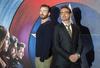 Los actores estadounidenses Chris Evans y Robert Downey Jr. comparecieron ante la prensa en Londres.