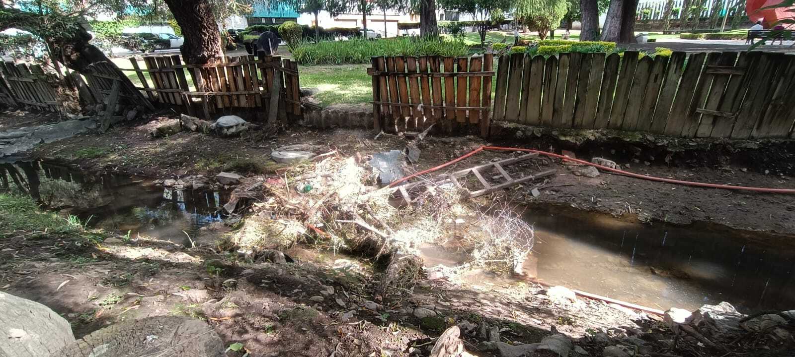 Tras las lluvias, permanece lodo en algunas zonas y malos olores en otras.
