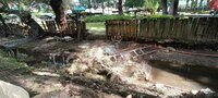 Tras las lluvias, permanece lodo en algunas zonas y malos olores en otras.