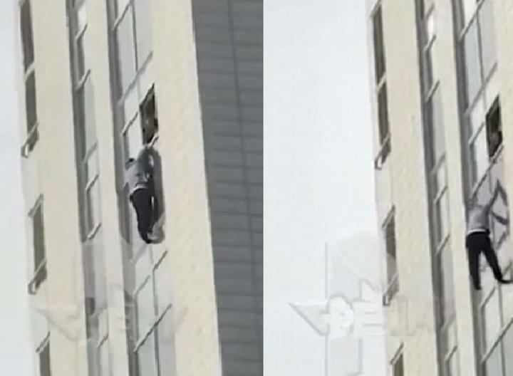 Captan el momento en que hombre cae de un edificio