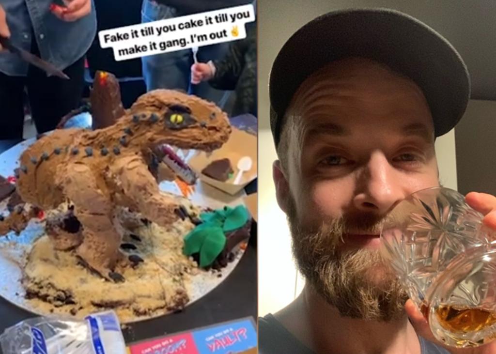 Su hijo le pidió un pastel de dinosaurio y cumplió el reto