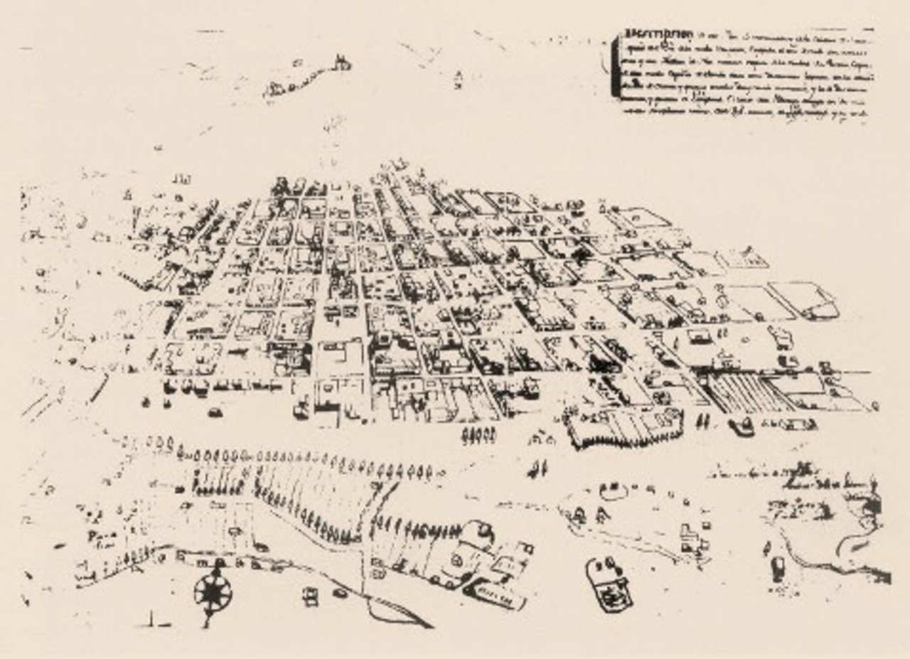 Plano de la ciudad de Durango en 1778, realizado por Vicente Velazco y Restan. Archivo General de Indias.