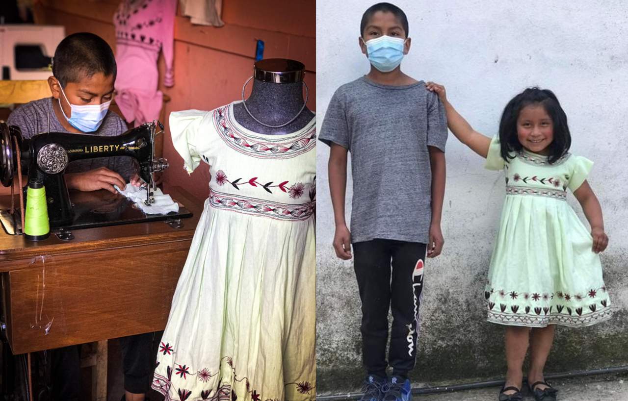 Niño oaxaqueño diseña y hace vestido; a sus 12 años es experto en máquina  de coser
