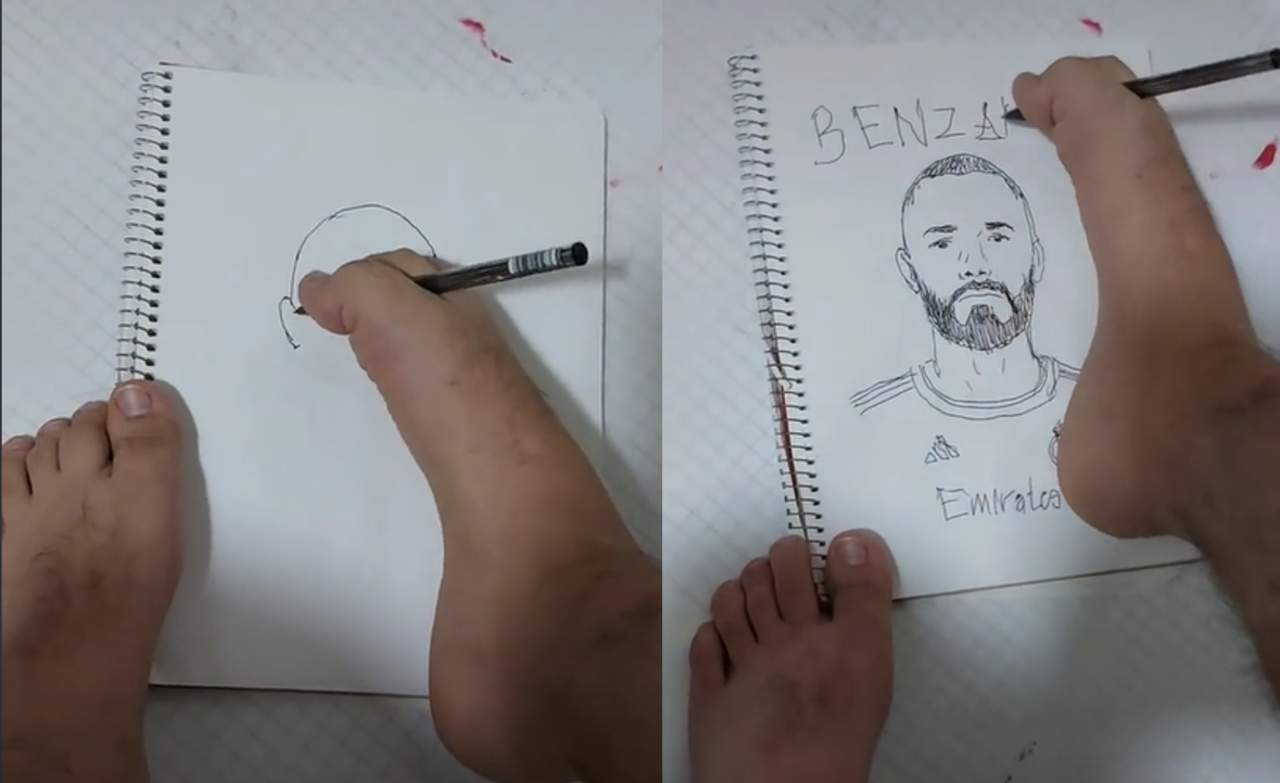 Hombre se vuelve viral luego de mostrar su talento para dibujar con los pies