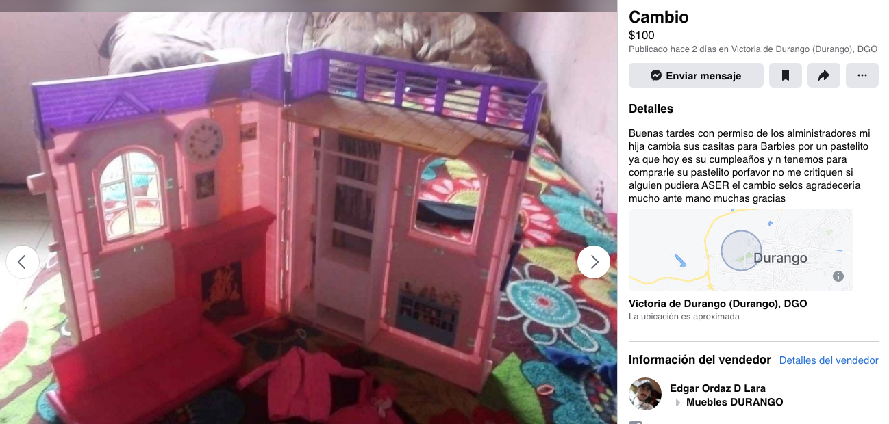 Niña duranguense intercambia sus ‘casitas’ para muñecas por un pastel ...