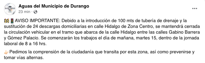 Por instalación de tubería de drenaje, cerrarán calles en Zona Centro ...