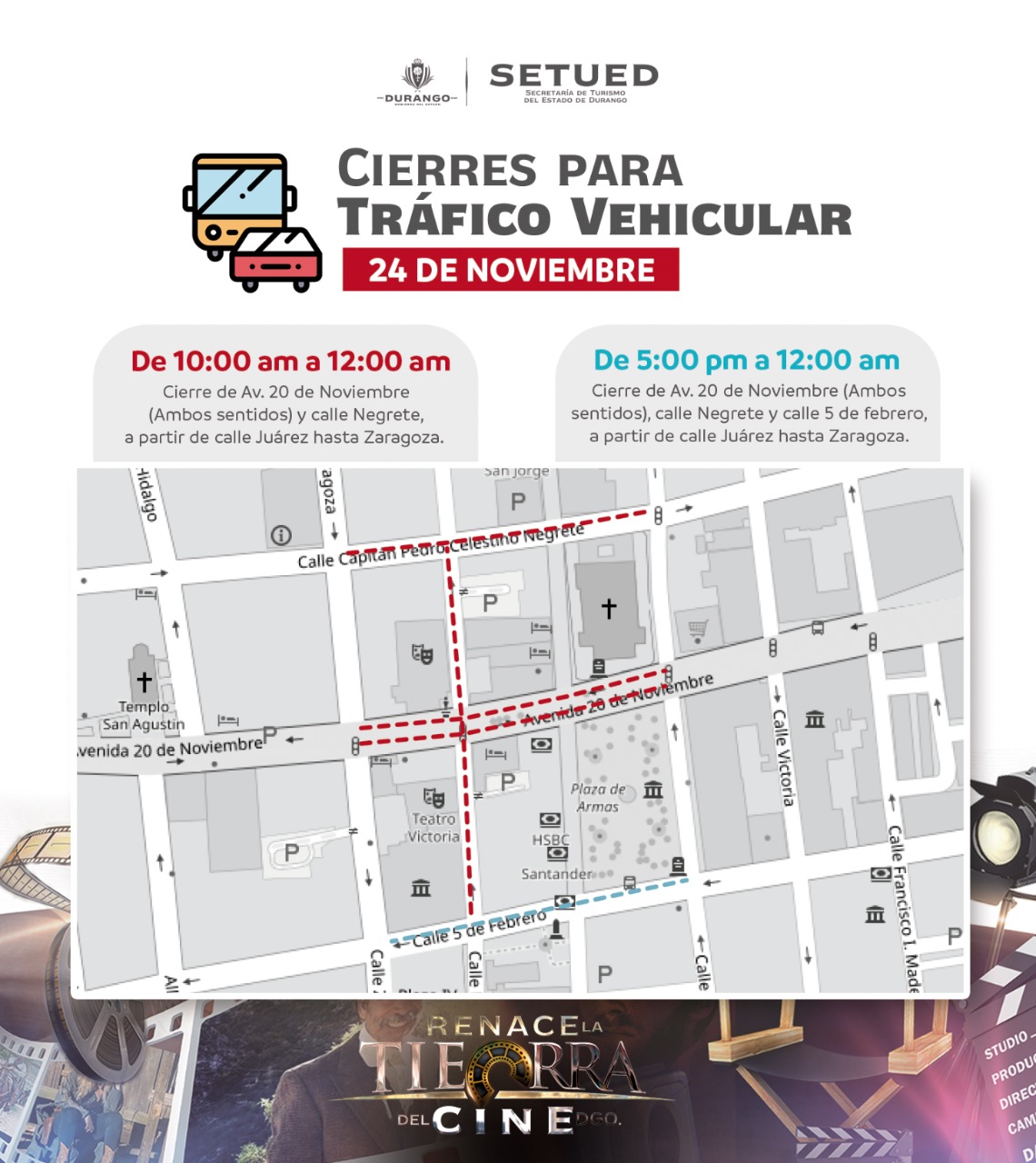 ¡Atención! Cerrarán calles del centro de Durango por grabaciones de ...