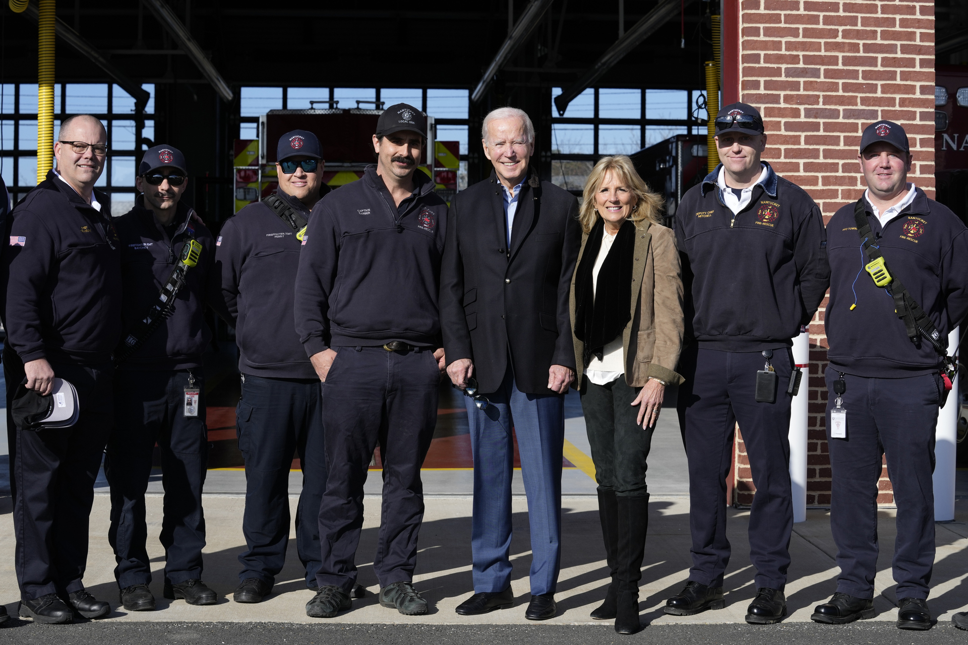 Joe Biden visits firefighters on Thanksgiving Day in Massachusetts