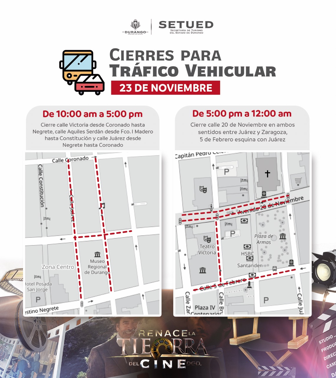 ¡Atención! Cerrarán calles del centro de Durango por grabaciones de ...