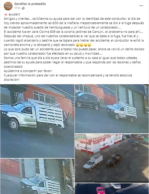 Conductor atropella a un hombre tras chocar con puesto de hamburguesas ...