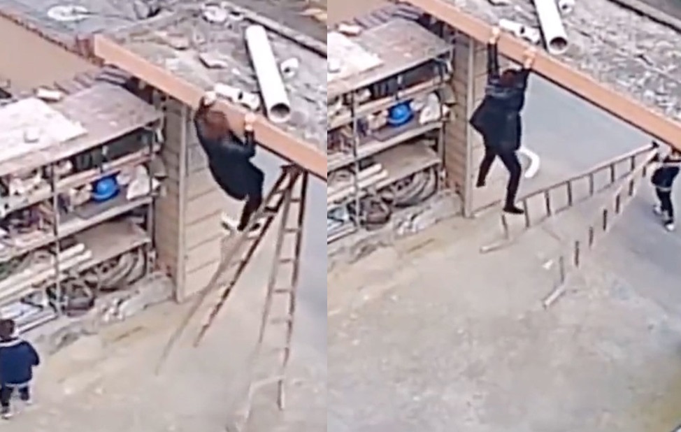 VIRAL: Niño salva a su madre de caer de un techo