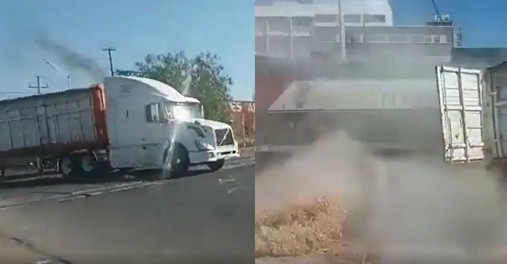 VIDEO: Tráiler intenta ganarle el paso al tren y termina destrozado