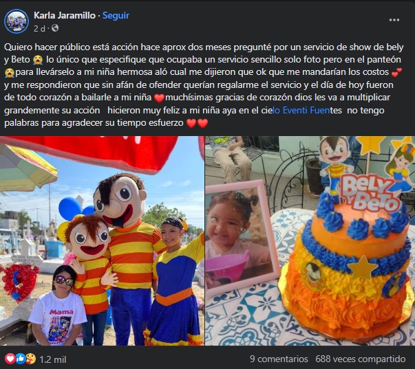 Madre conmueve a la red al llevar show de Bely y Beto a la tumba de su hija