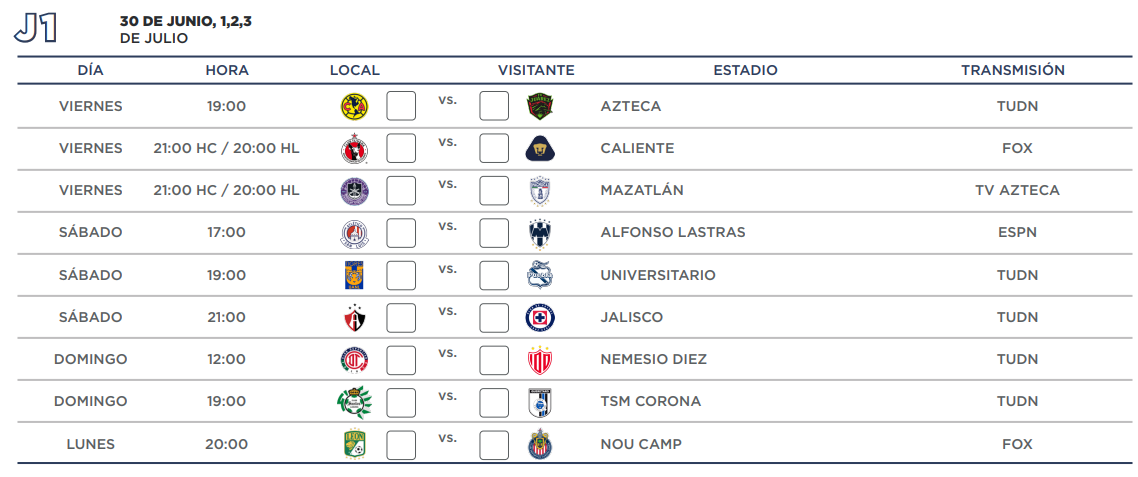 Liga Mx Presenta Calendario Del Apertura Santos Laguna Recibe Al Quer Taro