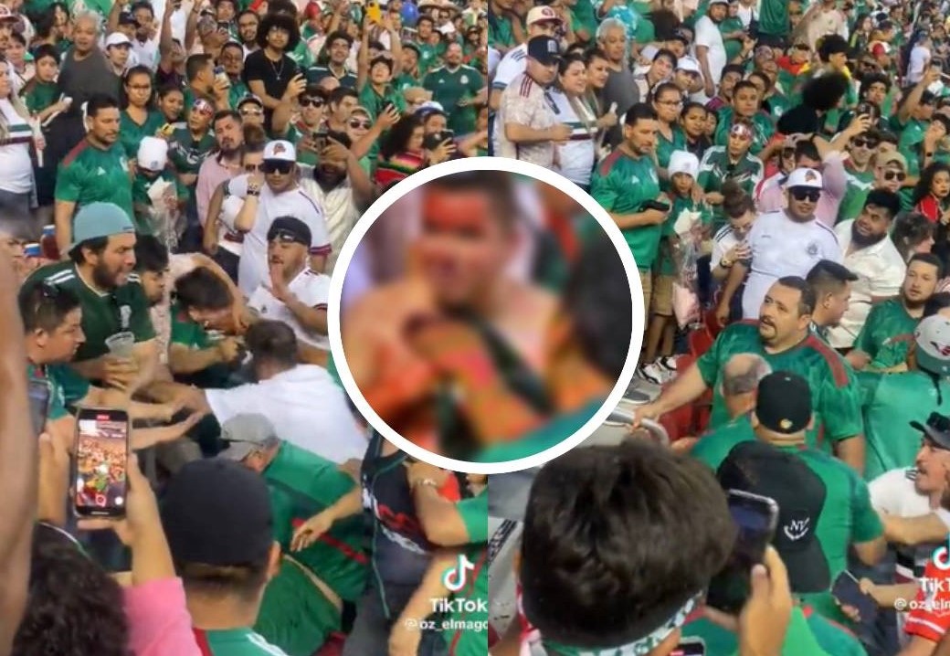 VIDEO Aficionados protagonizan intensa pelea en partido de México vs Qatar