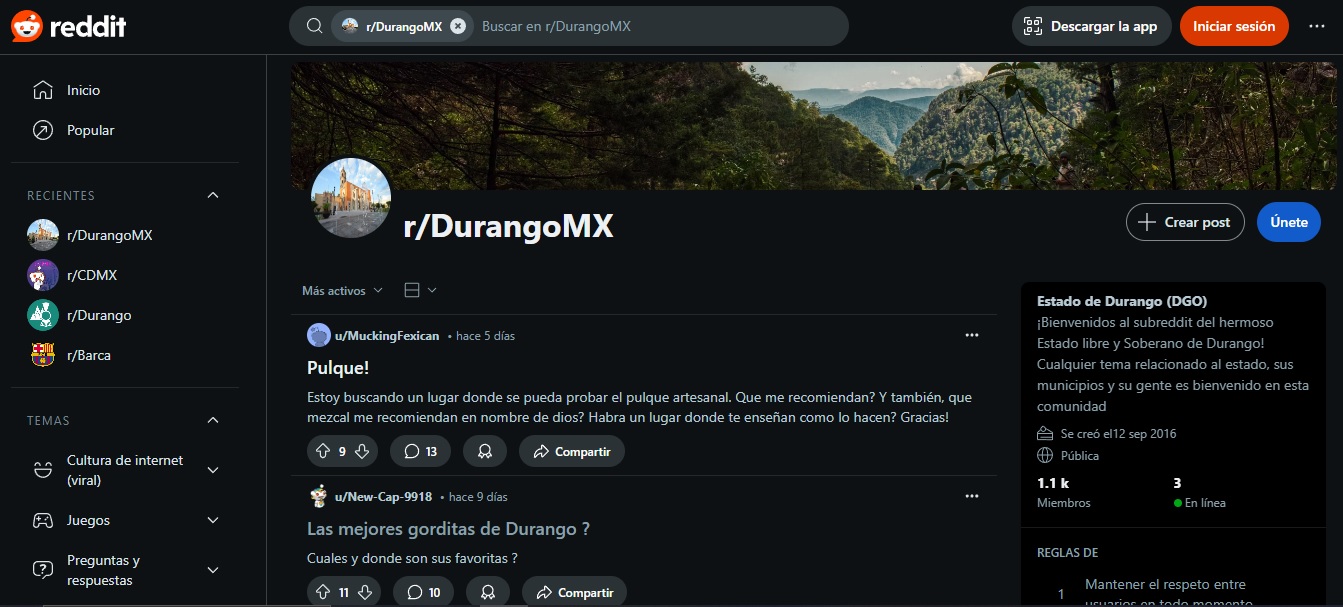 ¡Así es, Durango tiene un subreddit oficial!