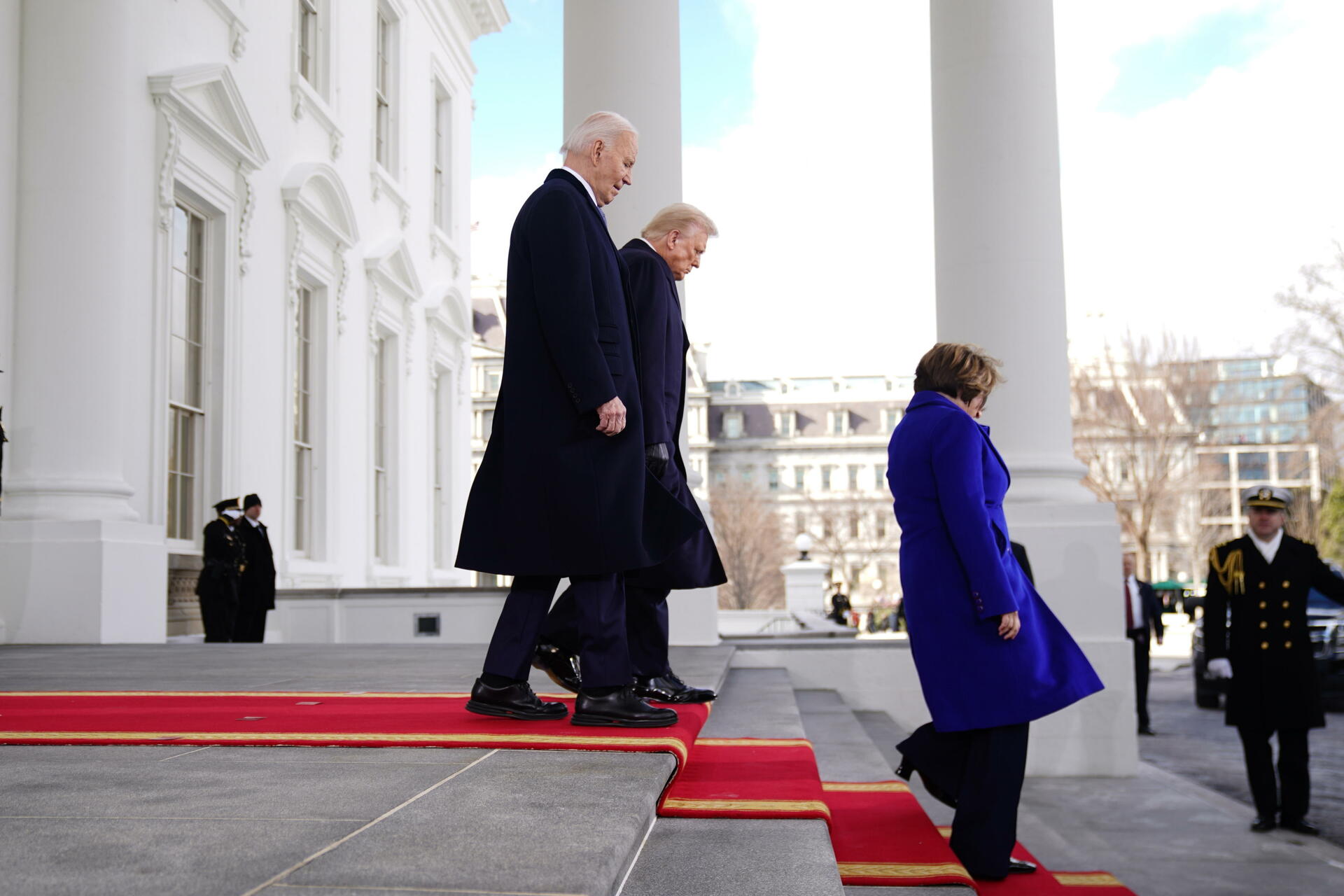 Joe y Jill Biden reciben a Donald y Melina Trump en la Casa Blanca.