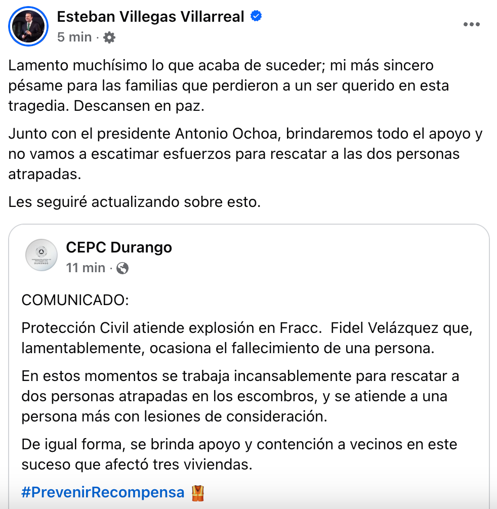 Esteban Villegas lamenta incidente en Fidel Velázquez.