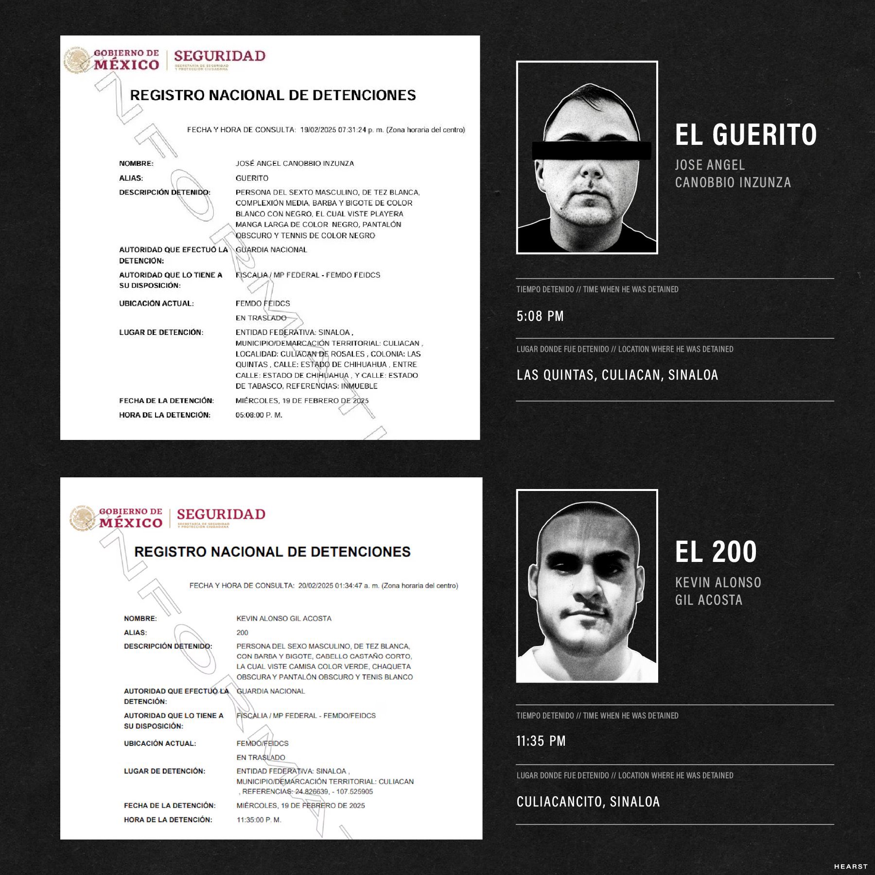 Capturan a 'El Güerito' y 'El 200' en Sinaloa. 