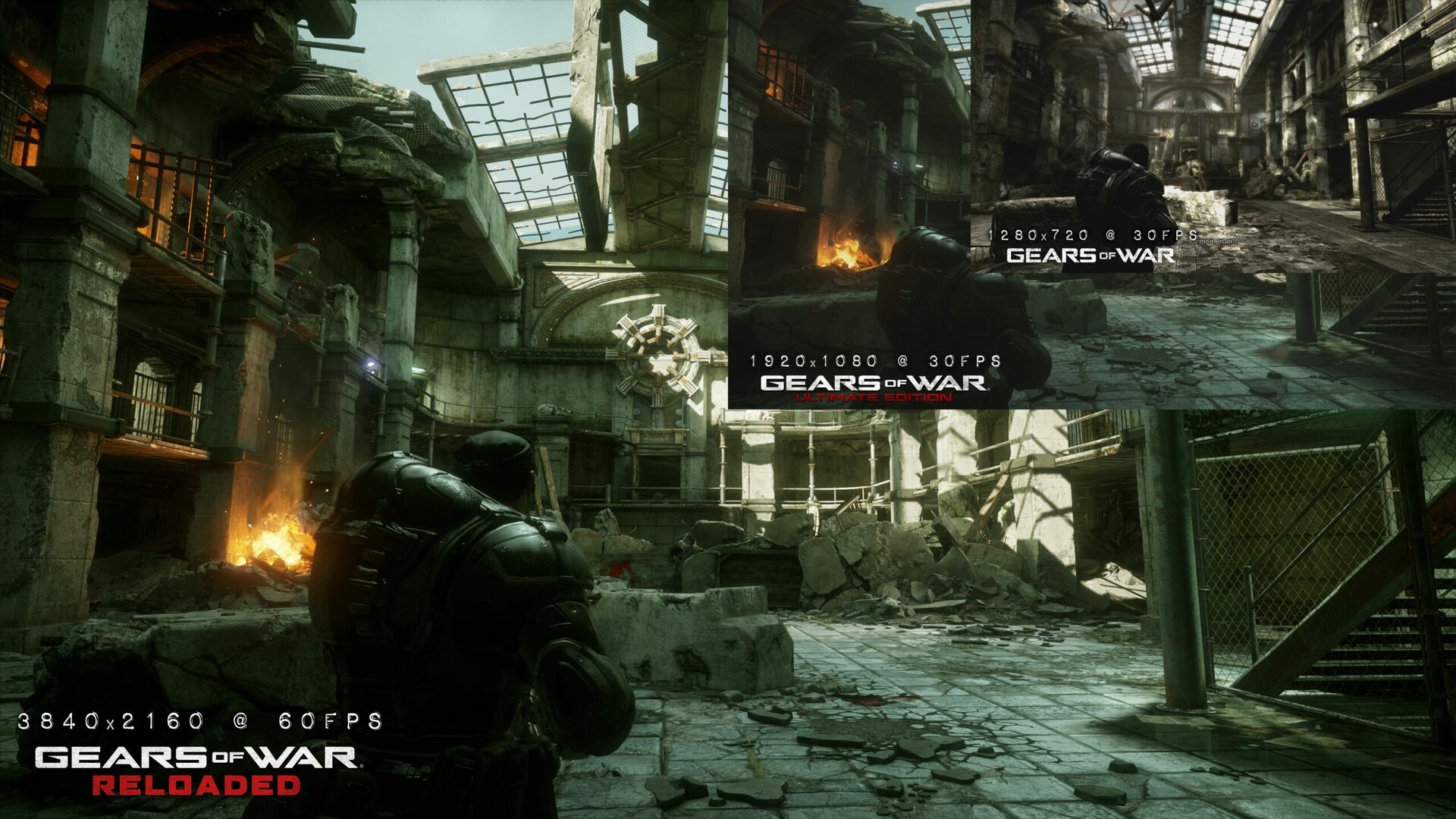 Comparativa de resolución e imagen entre la versión original, GoW: Ultimate Edition y GoW: Reloaded.