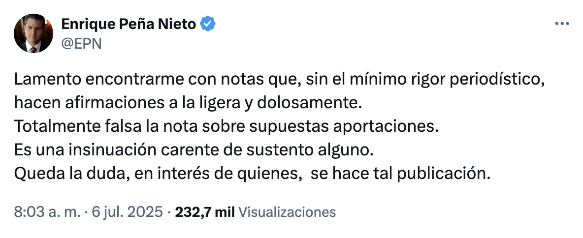 Peña Nieto responde a las acusaciones de sobornos. 