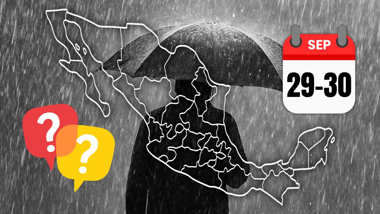 Fuertes lluvias para hoy 29 y mañana 30 de septiembre en estos estados, según pronósticos