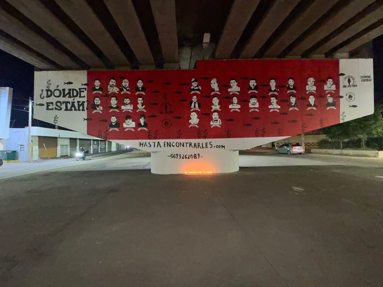 Esperanza. Abajo del mural colocaron una Virgen como símbolo de fe, consuelo y esperanza.


