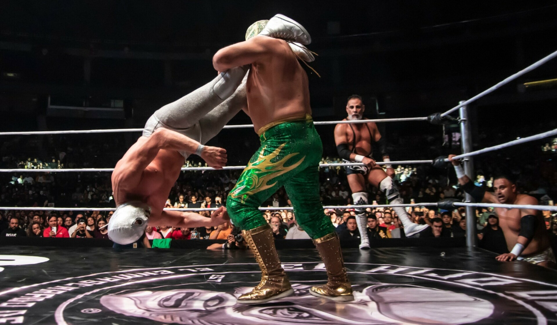 El Hijo del Santo se retiró tras 43 años de carrera profesional, venciendo en su última lucha con la llave de a caballo al Hijo de Fishman en el Palacio de los Deportes.