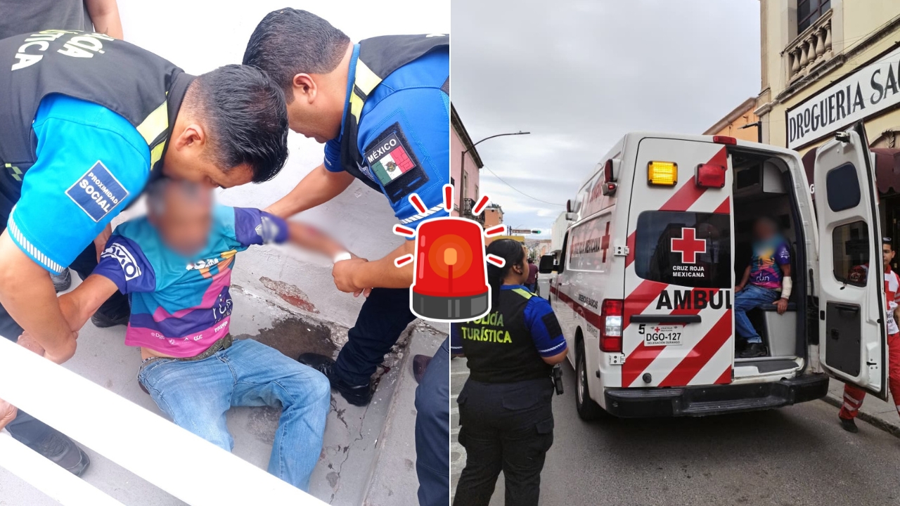 Adulto mayor cae en escaleras del Mercado Gómez Palacio; resultó con heridas en el rostro