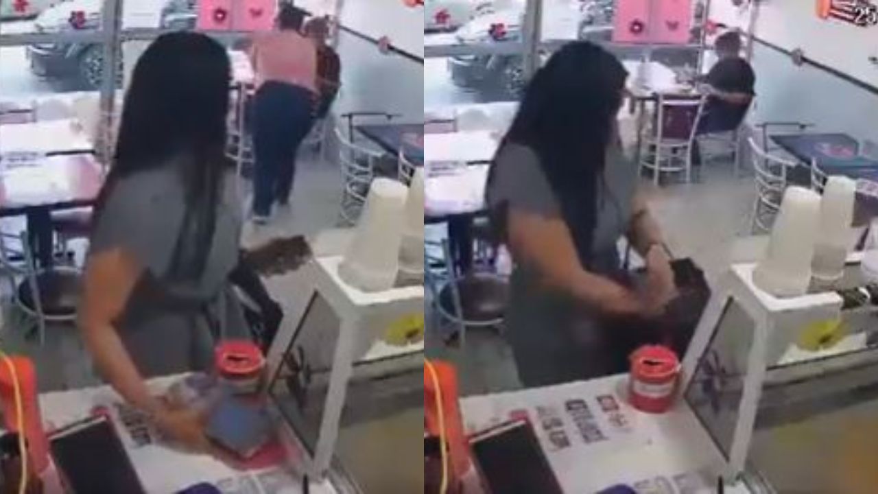 'Lady Calculadora' se vuelve viral tras robarse material de una nevería | VIDEO